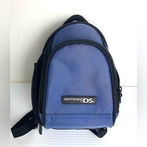 OEM Official Nintendo DS Mini Backpack Carrying Case Black Blue Zippered Bag